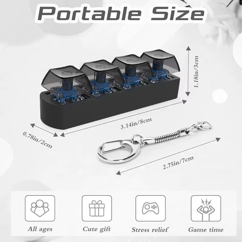 4Keys Finger Button Anti-Stress Toys Mechanical Keyboard Keycaps Office Decompression Calming Keychain Gifts for Children Adults